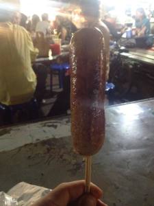 A delicious sausage on a stick